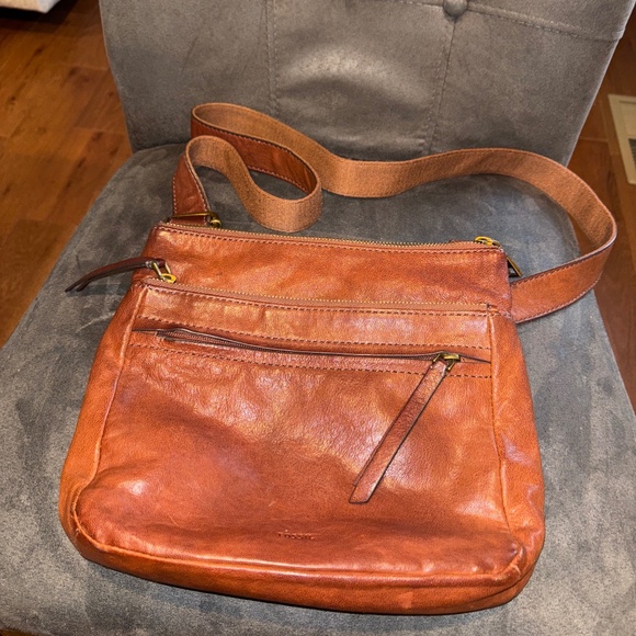Fossil Corey Brown Leather Crossbody Handbag - Picture 1 of 7